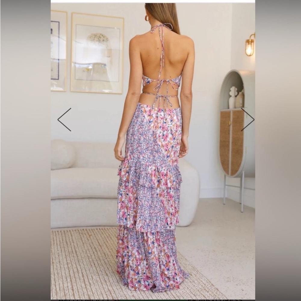 Hello Molly Pink Floral Halter Maxi Dress - Picture 2 of 11